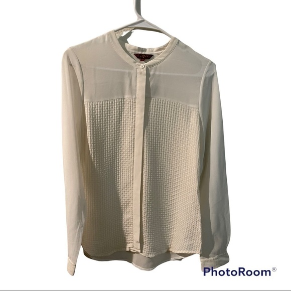 7 for All Mankind Tops | 7 for All Mankind Silk Long Sleeve Blouse Cream SZ XS - Picture 1 of 7